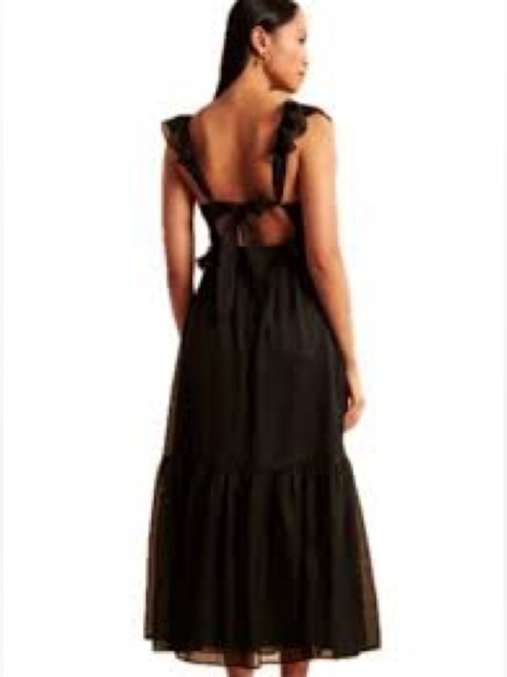 Black Ruffle Backless Dress - Picture 2 of 6